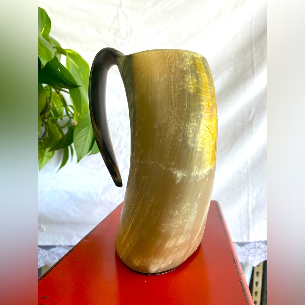 Cattle Horn Vase with Handle π - Picture 1 of 6